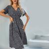 Women's Dresses Casual Small Floral Printed V-Neck Short Sleeve Dresses