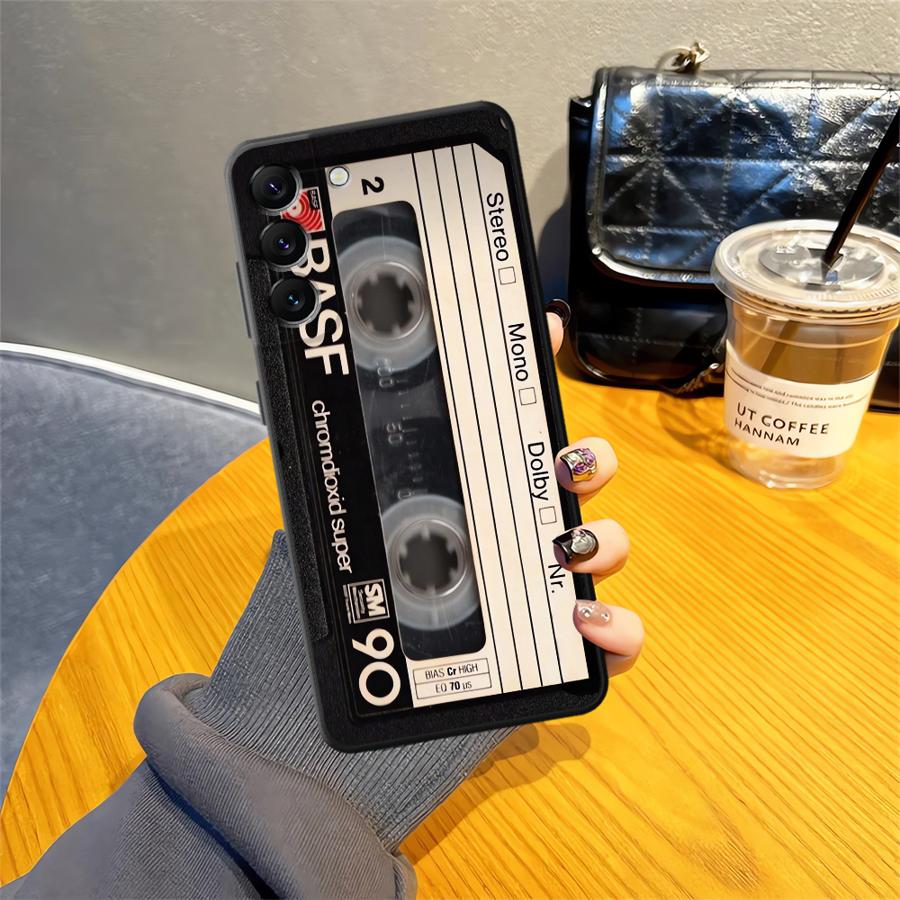 Retro Cassette Tape Case for Samsung Galaxy A41 A24 A55 A26 A72 A36 A23 A53 A32 A22 A52 A51 A73 A35 A25 A71 Black Soft Phone