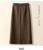 Women's Gray Wool A-line Midi Skirt - High Waist, Slimming, Professional Winter 2024