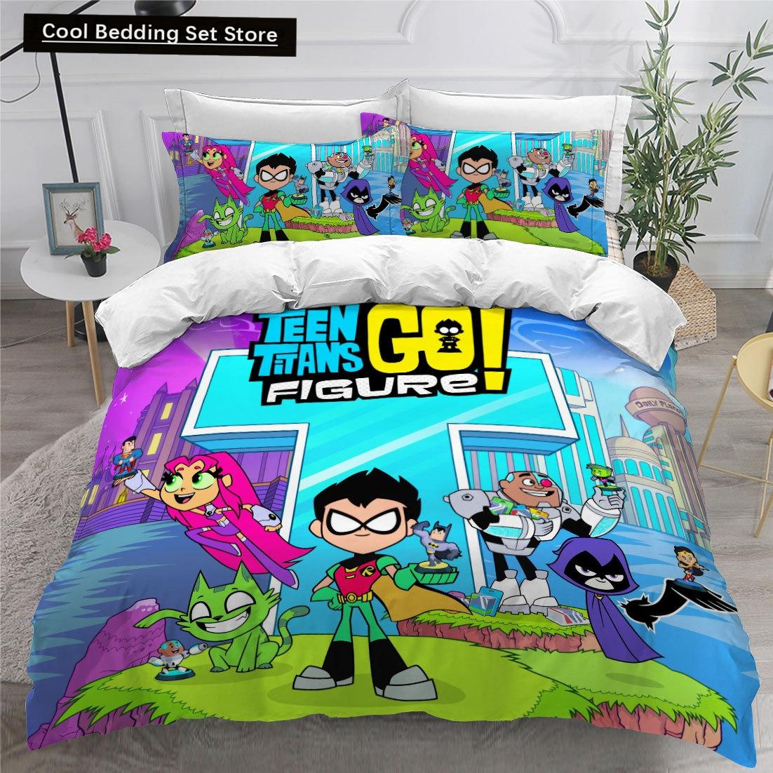 

Комплект постельного белья Teen Titans Go Single Twin Full Queen King Size Anime Bed Set Aldult Kid Bedroom Duvetcover Sets 3D Print 014 EU single(135x200cm)