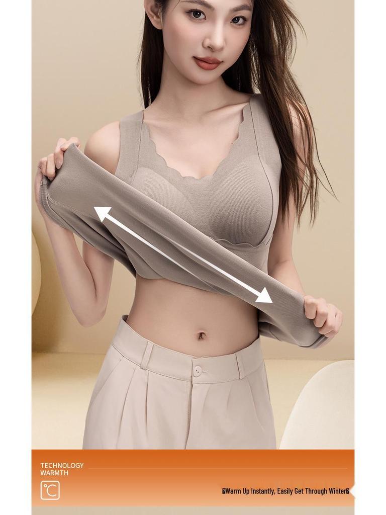 Women's Autumn/Winter Anti-Gravity Lifting Chest Pad Base Layer Warm Velvet Underwear Vest