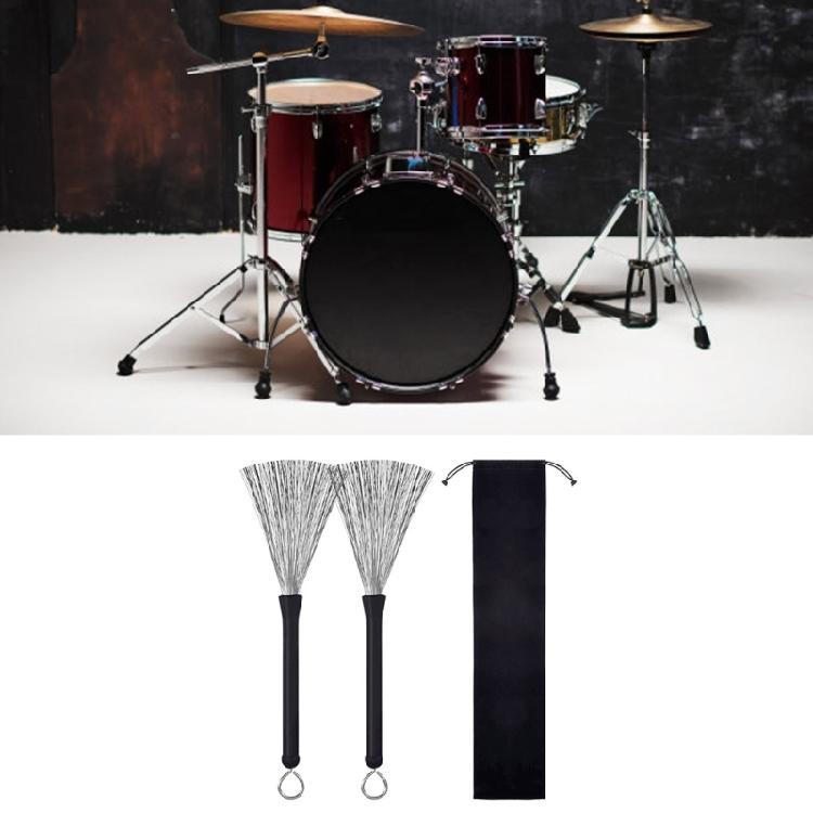 1Pair Retractable Steel Wire Drum Brush Comfortable Handle Drum Wire Brushes Musical Instrument Accessories Enduring