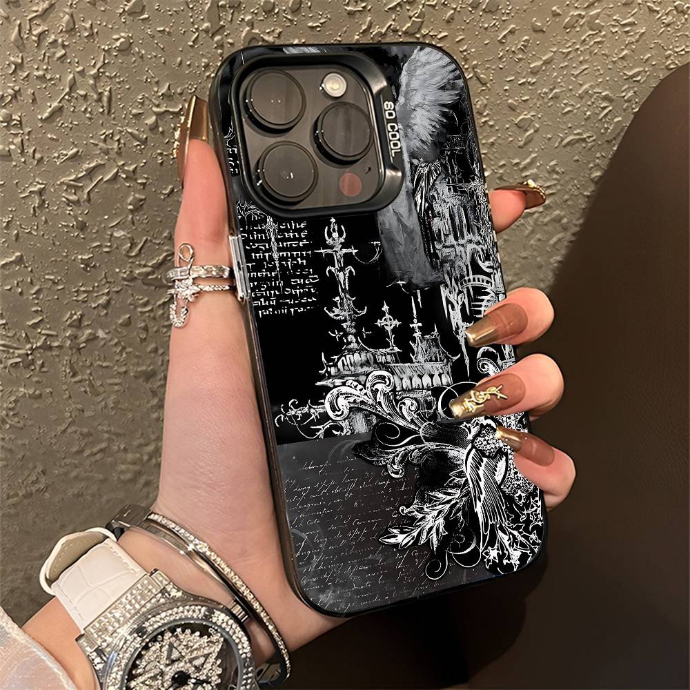 Cyber Sigil Cross Goth Phone Case For iPhone 15,16,12,14,13,17,11,E,Pro,Max,Plus,Air,Mini Black TPU Cover