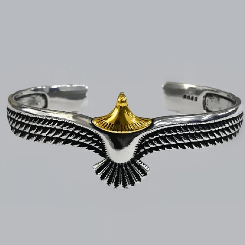 Creative Vintage Eagle Bangle Bracelet Domineering Eagle Feather Open Adjustable Bangles Bracelets Accessories for Men Women