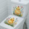 Watercolor Cute Chicken Toilet Sticker for Bathroom Decoration - Self-adhesive Toilet Seat with Cute Baby Chicken Design