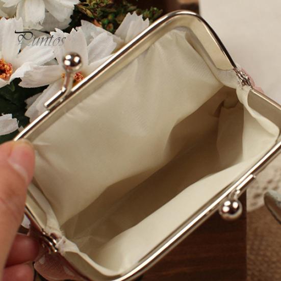 Women\'s Mini Polka Dot Cotton Coin Purse Twist Clip Framed Change Bag Wallet