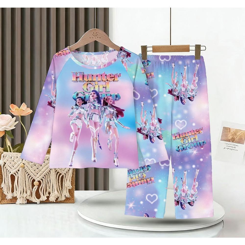 New Demon Hunters Children's Pajamas Long Sleeve Cartoon Girls Babies Middle and Older Children's Loungewear Set