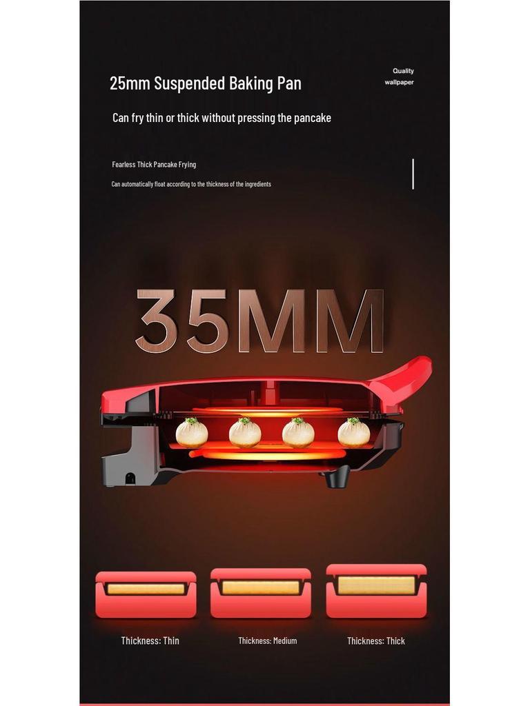 Electric Griddle with Double-Sided Heating: Extra Deep Grill, Barbecue Pot, Baking Pan, and Pancake Maker for Home Use