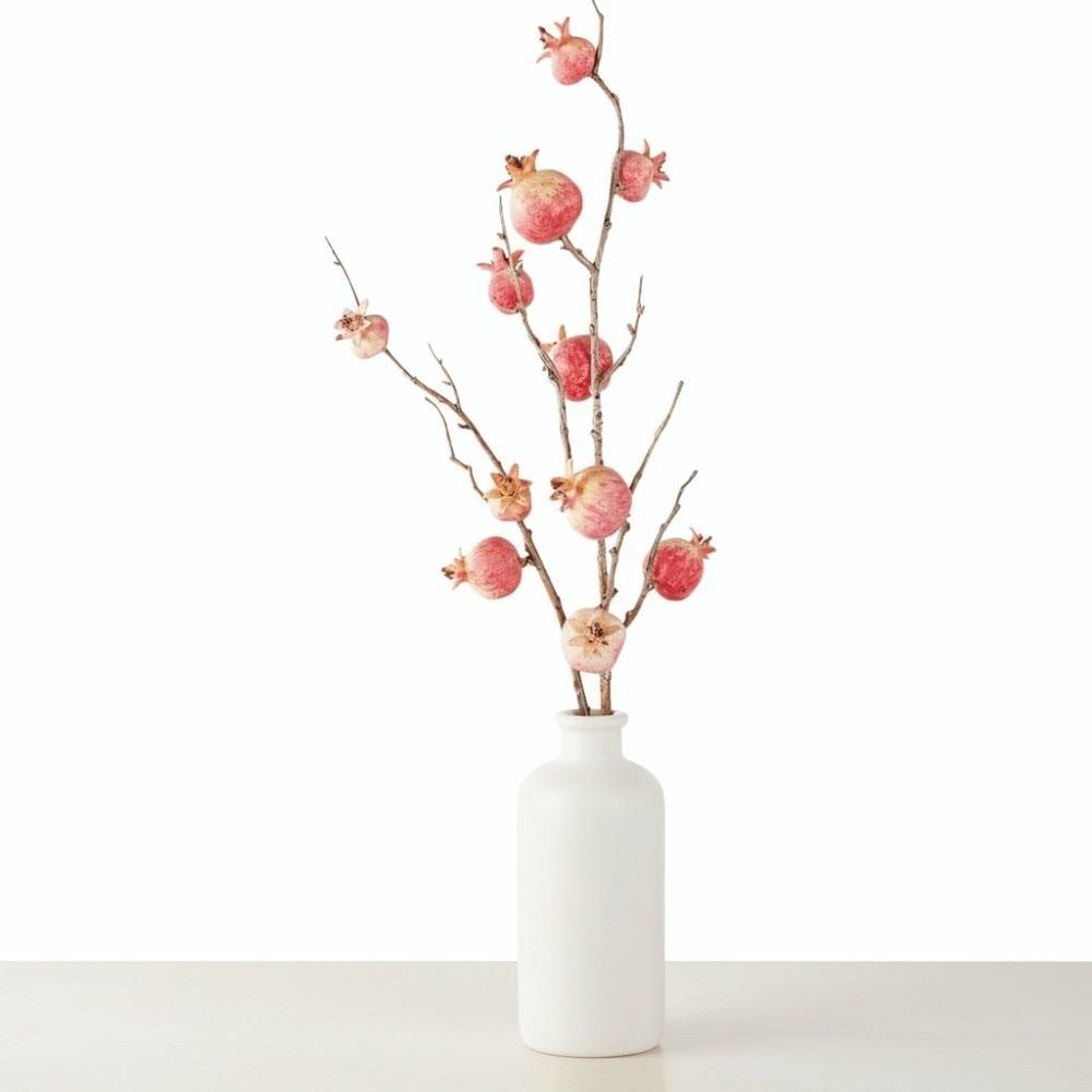 Faux Artificial Pomegranate Branches Plastic Realistic Simulation Pomegranate Fruit Handmade Bonsai Fake Flowers Fake Plants