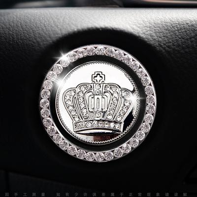Car Bling One-Click Start Stop Engine Ignition Ring Sticker Crystal Rhinestone Metal Decor Cover for