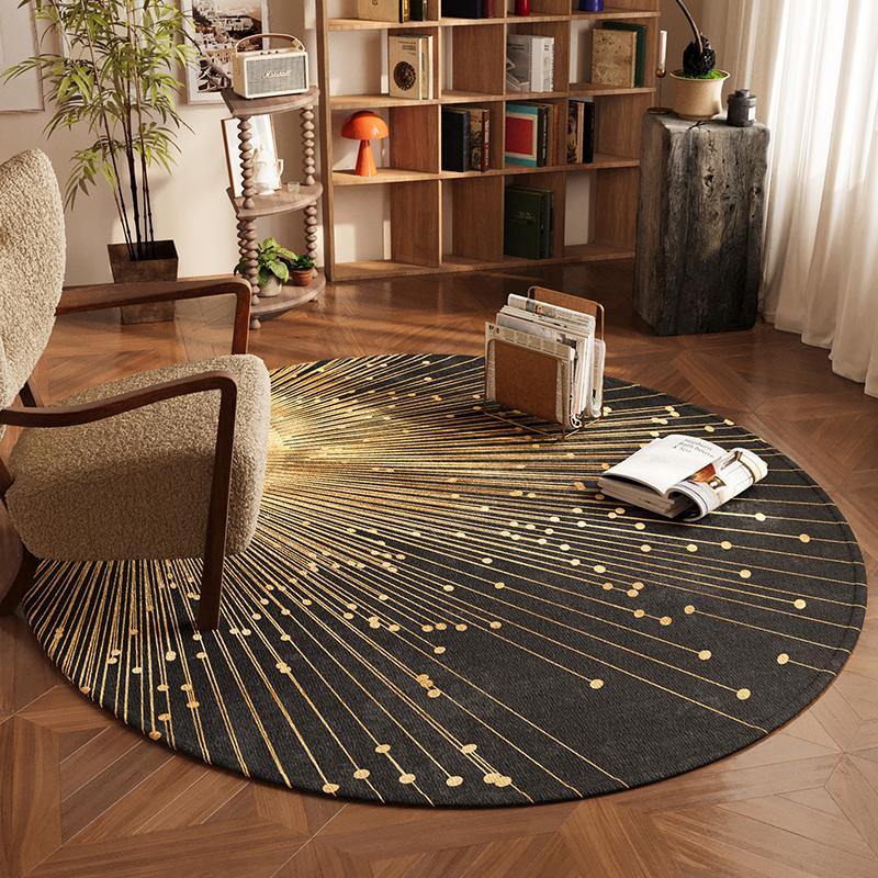 

Light Luxury Bedroom Decor Round Carpet Modern Style Carpets for Living Room Washable Bedside Soft Floor Mat Anti-slip Study Rug 80x80CM