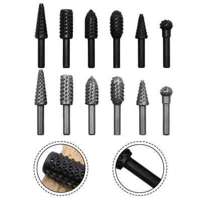 10pcs Rotary File Grinding Head Set Carbide Steel Double-Cut Electric Grinding Heads Carving File Polishing Drill Bit