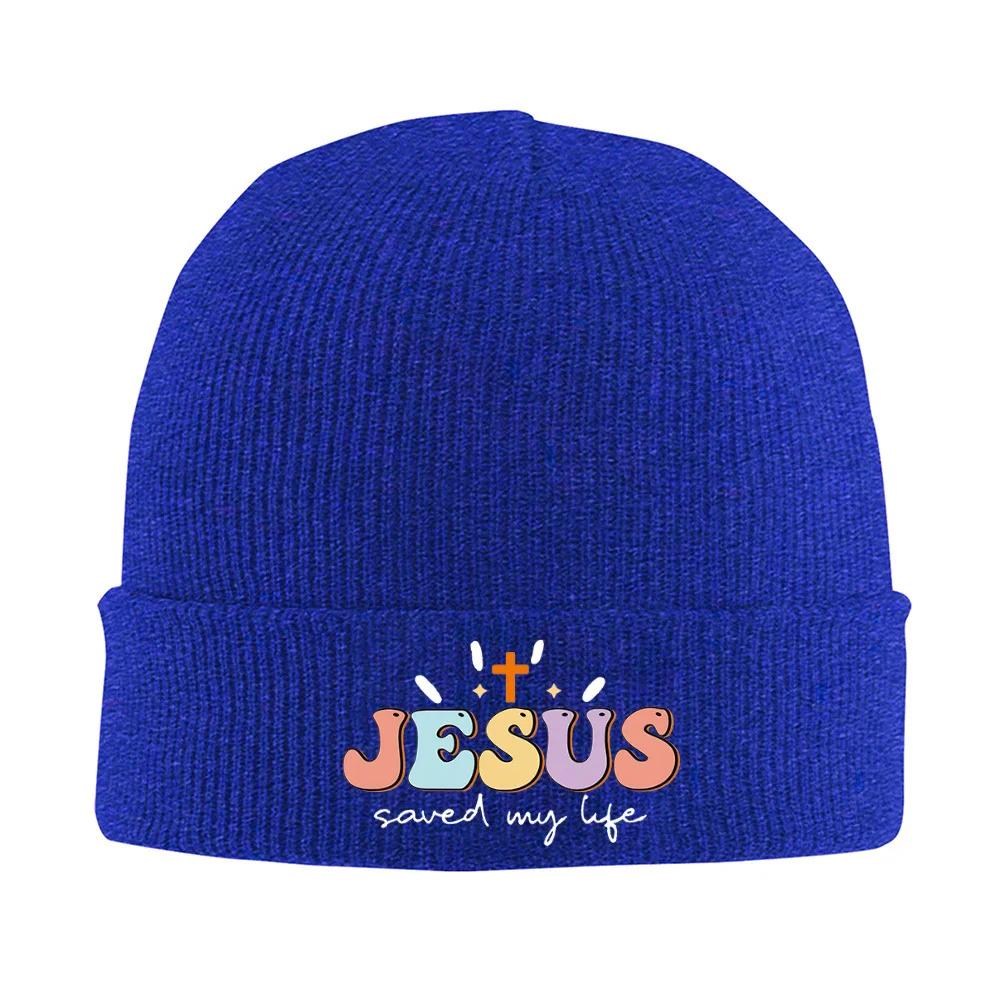 Jesus saved lifecross letters design Unisex Women Unisex Knitted Hat Beanie Pullover Cap Winter Thermal Warm Christmas Outdoor Cy