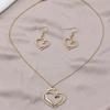 Women's Jewelry Set Double Heart-Shaped Glass-Inlaid Rhinestone Necklace and Earring Set Suitable for Daily Wear and Holidays Without Box