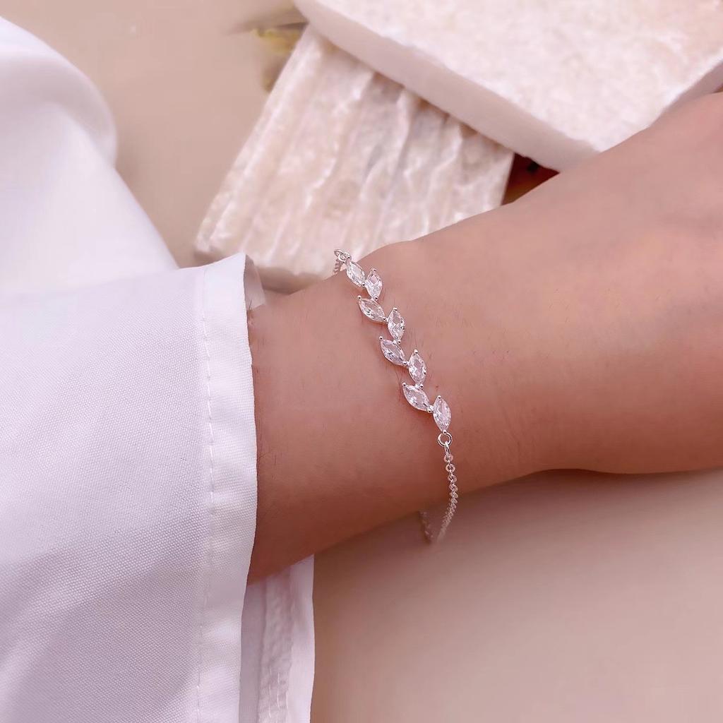 Popular Leaf Bridal Bracelet ins Wind Design Mori Zircon Bracelet