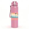 1PC Saltwater Soul Retro Beach Print 750ml Color Plastic Sports Water Bottle Leakproof Flip Straw Lid Suitable for Sports Office Home Use