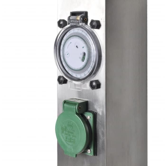 VidaXL Pilier de prise de jardin avec minuterie Acier inoxydable
