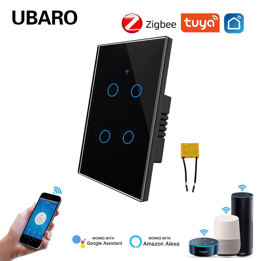US Standard Zigbee Smart Glass Switch with Alexa Voice Control, App Support, and Customizable Single Zero Fire Switch