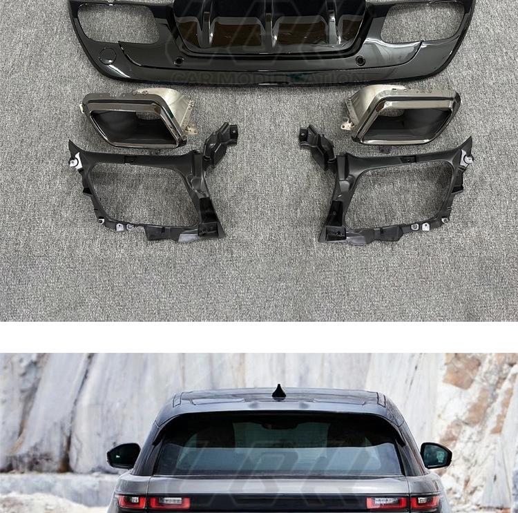 Rear Bumper and Front Face Kit with Square Exhaust Tailpipe for Land Rover Range Rover Velar