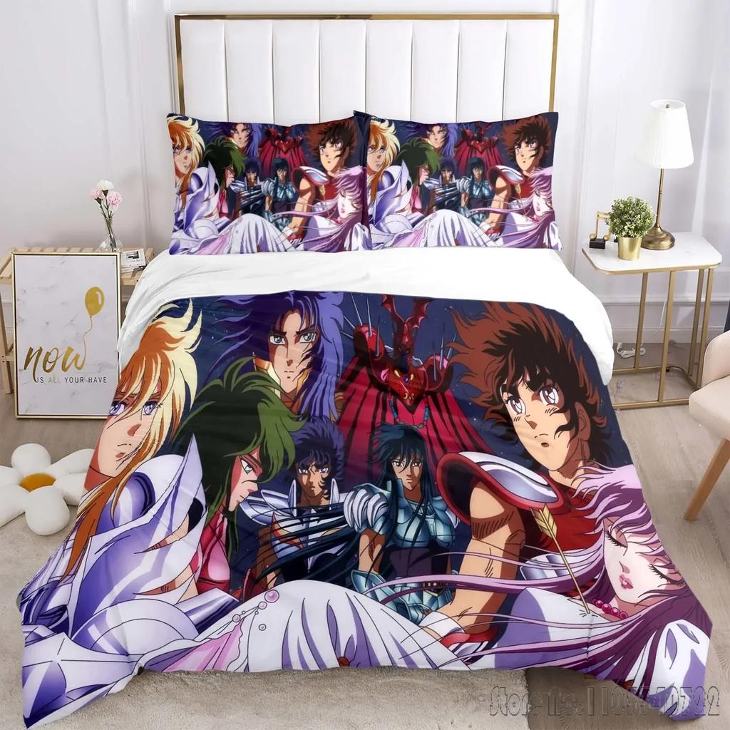 Admire Saint Seiya Pattern Cartoon Duvet Cover Set HD Comforter Cover for Kids Bedding Sets Bedclothes Bedroom Decor