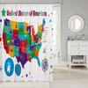 American Map Pattern Bath Curtain Map Printed Shower Curtain for Kids Cartoon Animals Bathroom Shower Curtain Set Distribution
