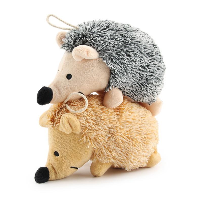 Pet Vocalizing Toy Hedgehog. Dog Uses It To Relieve Boredom and Chew on The Plush Hedgehog Toy.