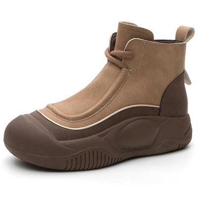 Women's Winter Boots Genuine Leather Ankle Booties Thick Soled Casual Waterproof Plush Warm Cotton Shoes  Winter Sneakers Women