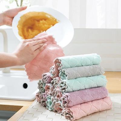 5/10 ks Dvouvrstá absorpční utěrka na nádobí z mikrovlákna do kuchyně Nelepivá na olej Domácí čisticí utěrka Kuchyňský nástroj