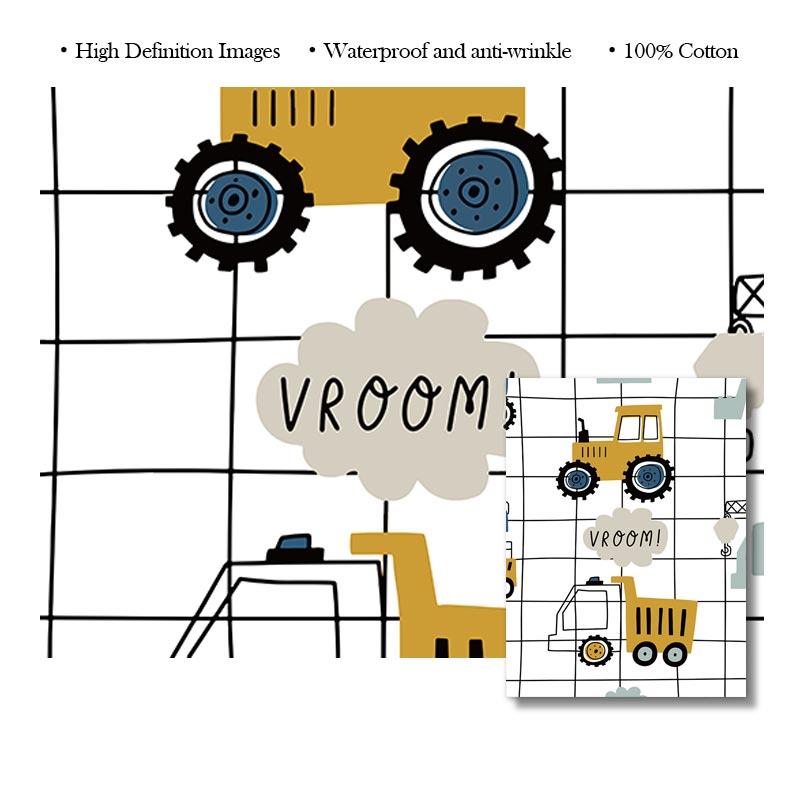Cartoon Crane Excavator Tractor Truck Poster Wall Art Canvas Painting Nursery Child Boys Pictures Nordic Wall Print Room Decor