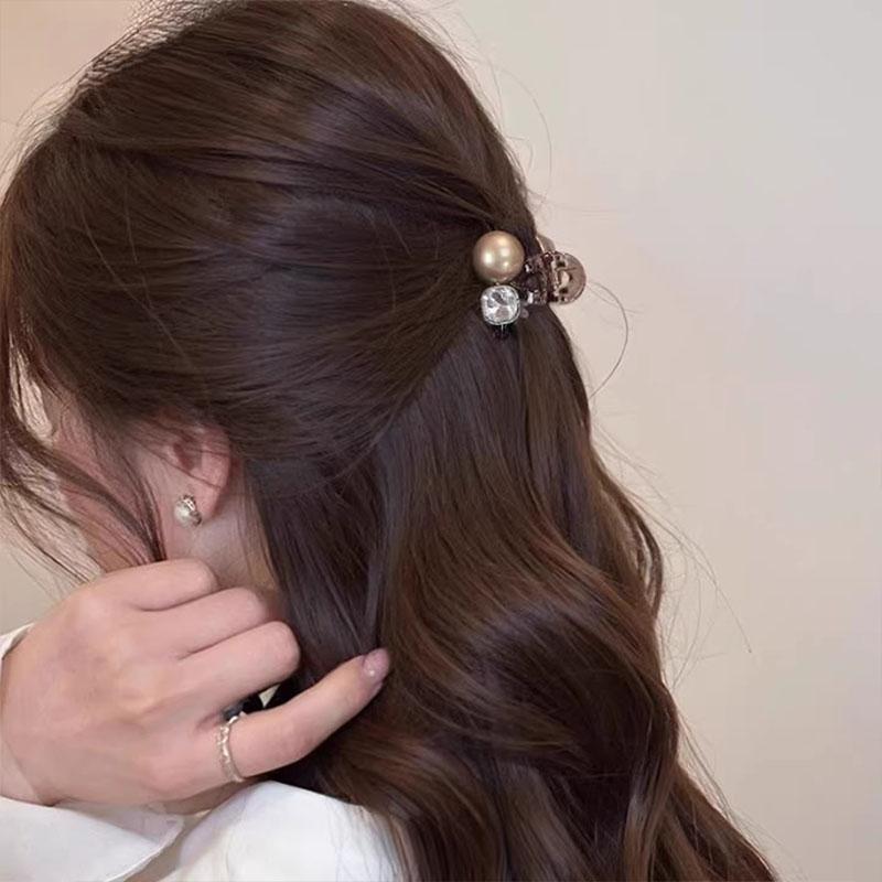 2pcs/set Elegant Pearl Rhinestoe Mini Hair Claw For Women Girls Sweet Claw Clip Small Hair Clip Hairpin Hair Acceseories