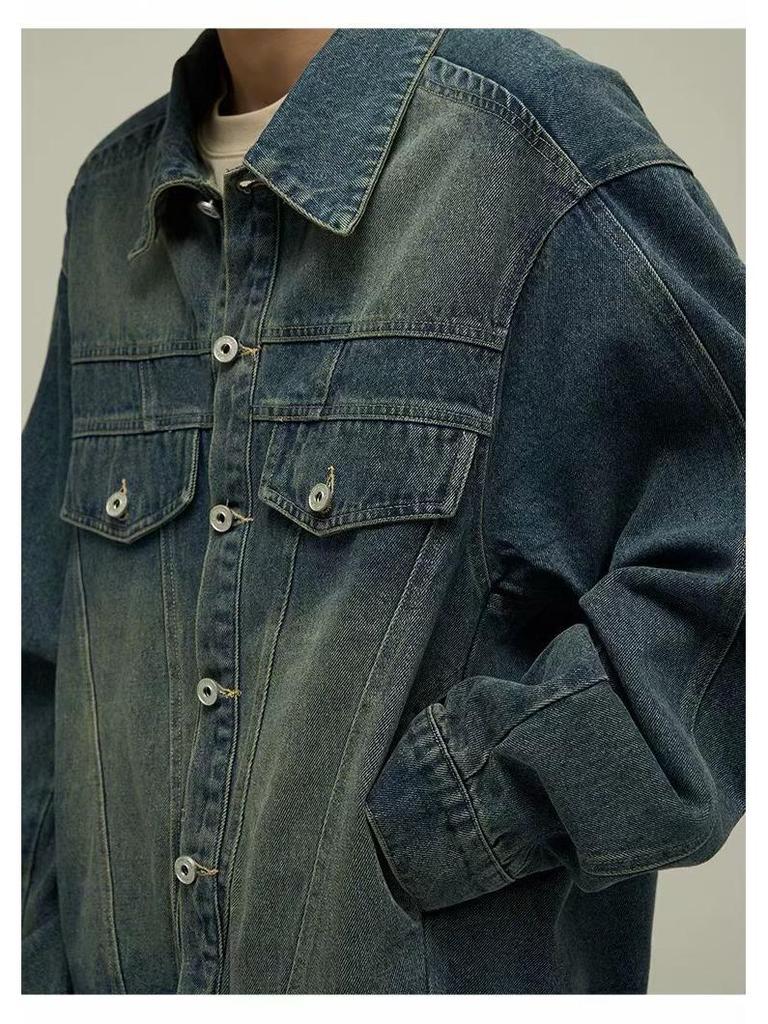 Retro Denim Jacket: Trendy Street Style, High-End Vibe, Cool and Versatile for Couples