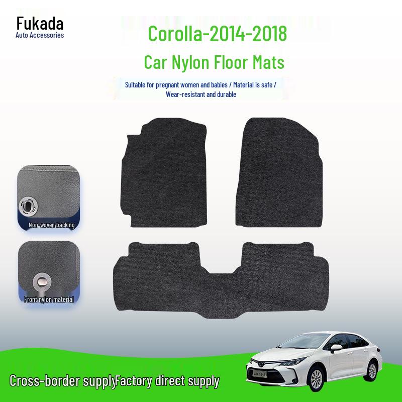 Black Nylon Floor Mats for Toyota Corolla 2014-2018: Durable and Wear-Resistant
