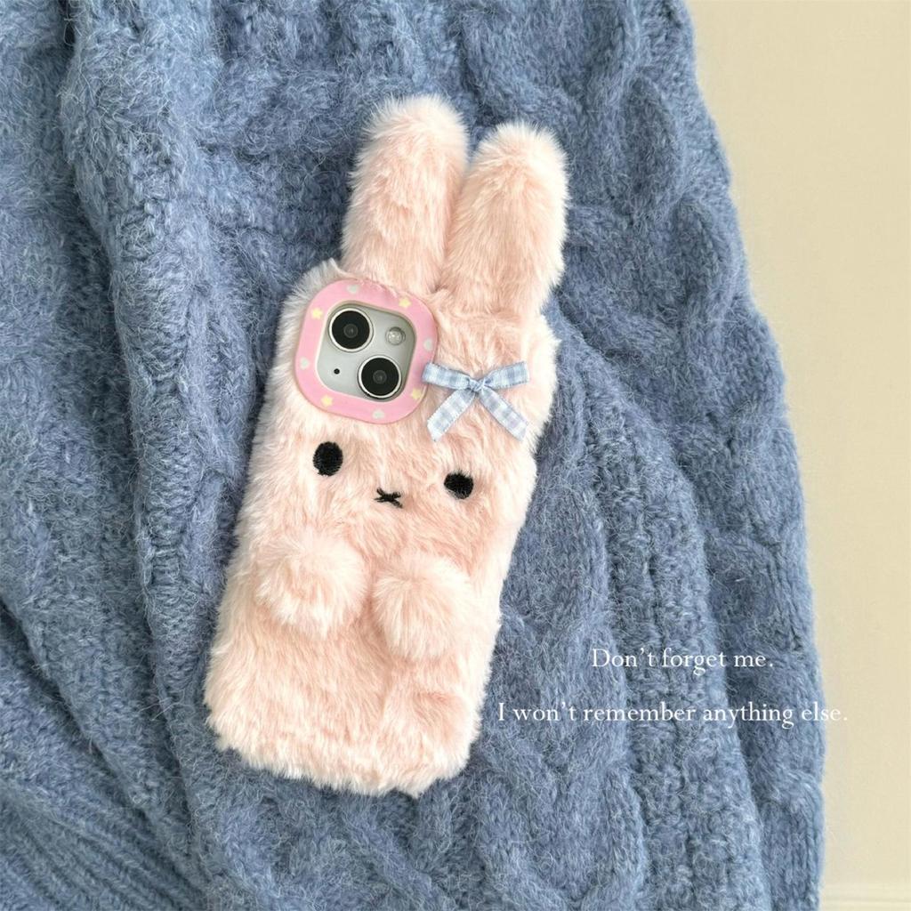 Niedliche Plüsch-Kaninchen iPhone-Hülle für iPhone 12 bis 17 Pro Max (Herbst/Winter Kollektion)
