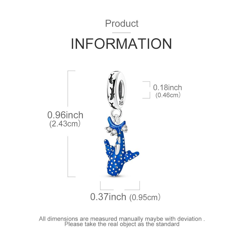 Copper Metal Whale Shark Charm Bead Component Luminous Pendant Bead Component Compatible With Authentic Original Bracelet High Quality Fine Jewelry