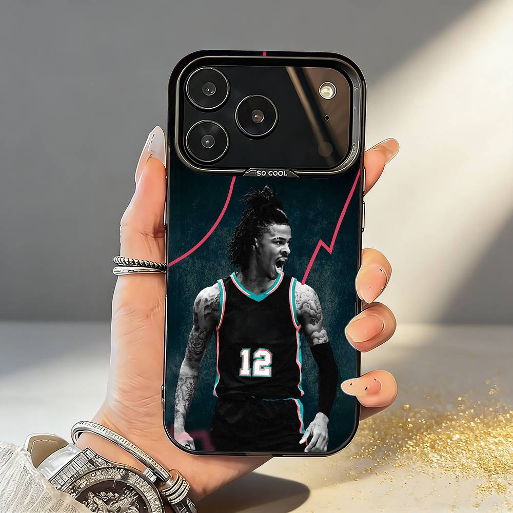

1PC Cool B-Basketball J-Ja Morant 12 Phone Case For iPhone17,16,15,14,13,12,11,Pro,MAX Gray Matte Silicone Black Cover iPhone16se4