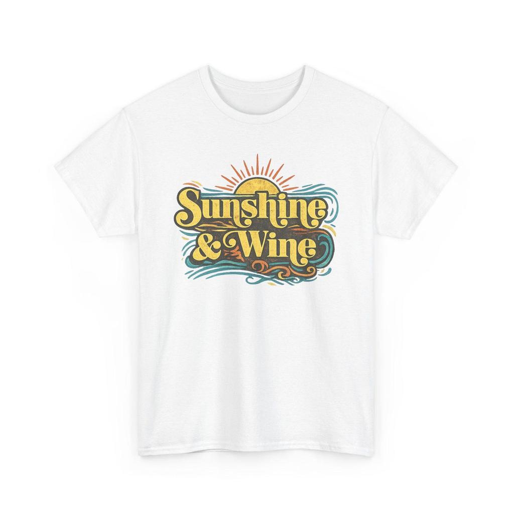 Sunshine and Wine T Shirt Funny Summer Drinking Graphic Tee Beach Vacation Shirt
