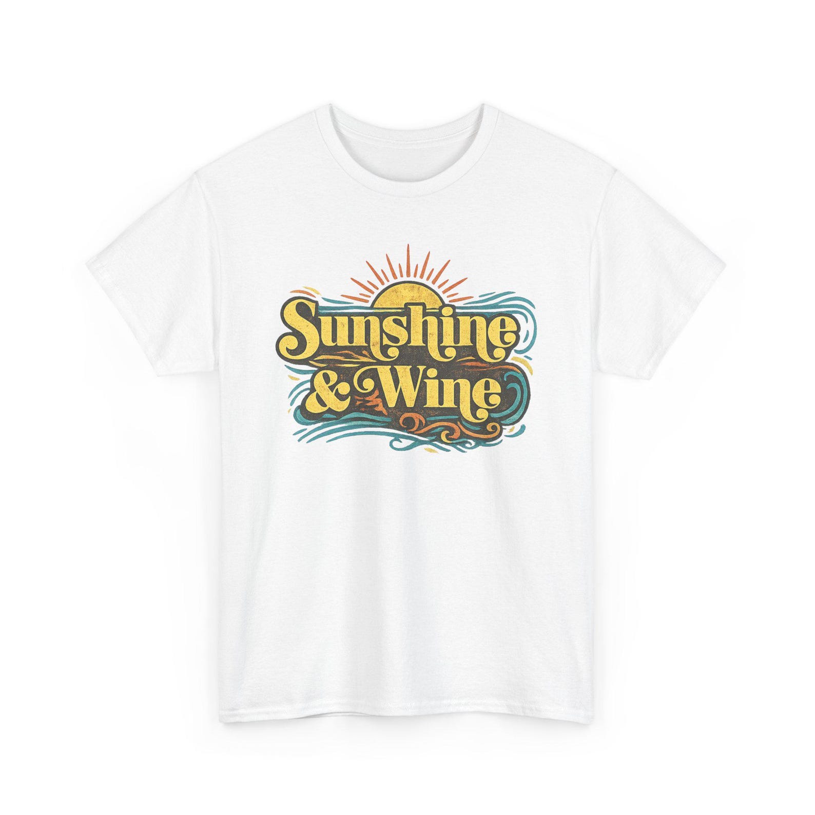 Sunshine and Wine T Shirt Funny Summer Drinking Graphic Tee Beach Vacation Shirt 4XL