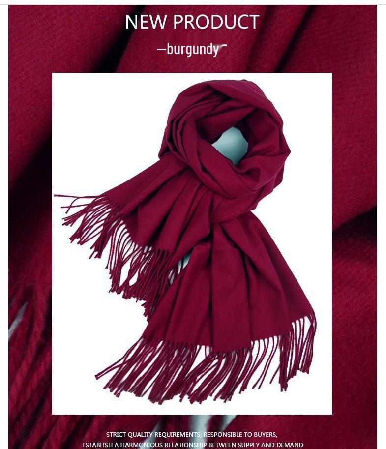 Women's Imitation Cashmere Winter Scarf - Thick Solid Color, Versatile Men's Shawl, Cashmere Wool Blend