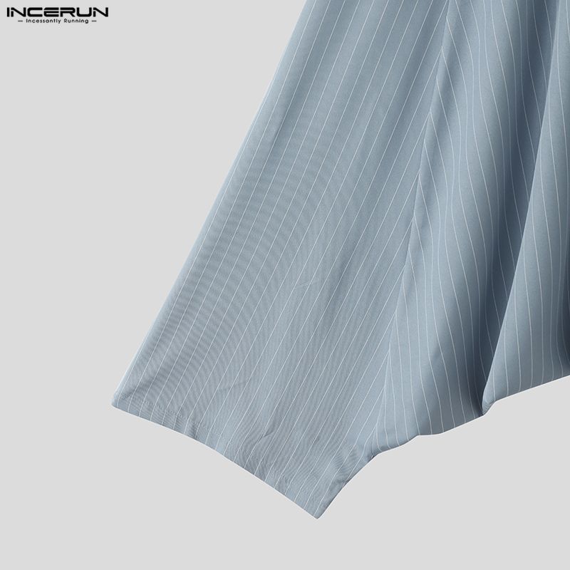 INCERUN Vintage Men Elastic Waist Gothic Striped Casual Baggy Drop-crotch Pants