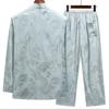 Chinese Style Long Sleeve Tan Men's Ice Silk Spring Summer Season Middle Aged Elderly Hanfu