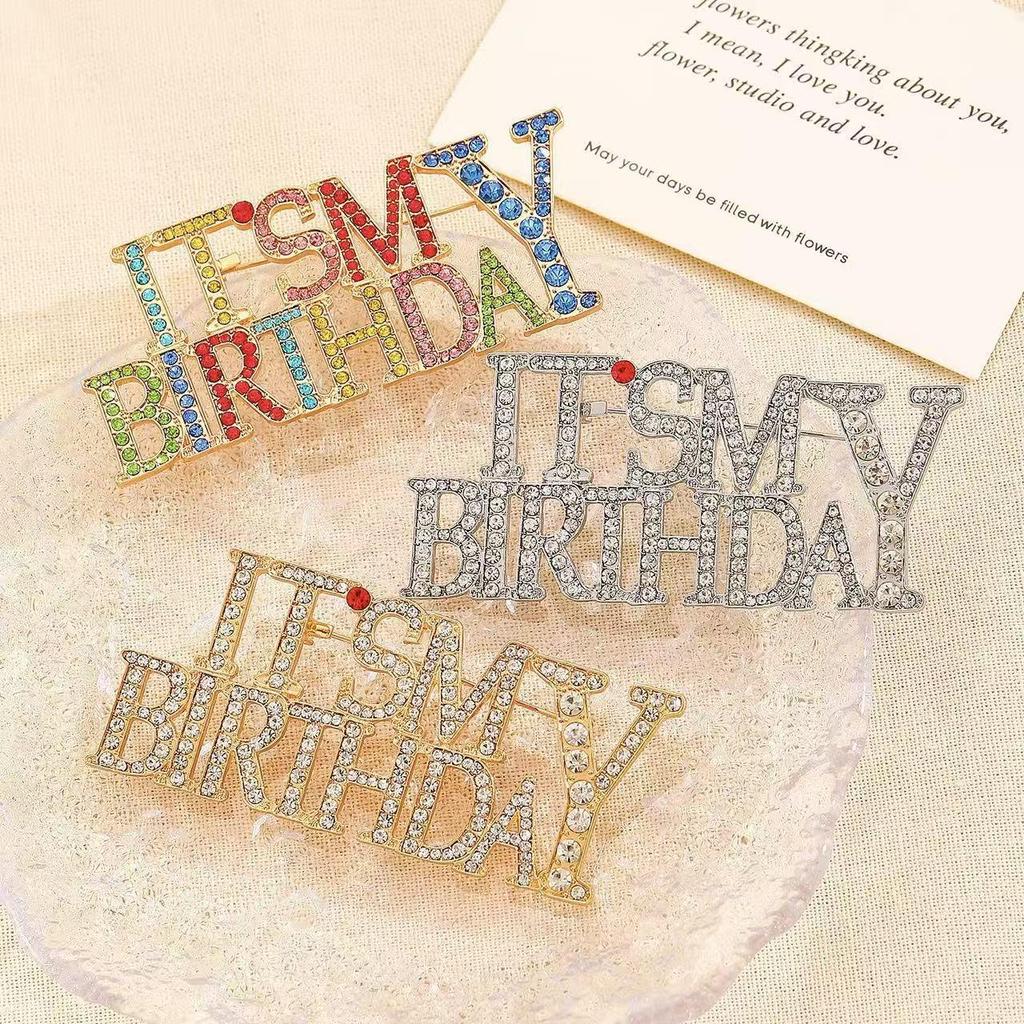 Colorful Alphabet Diamond Brooch Pin - Unisex Birthday Fashion Accessory