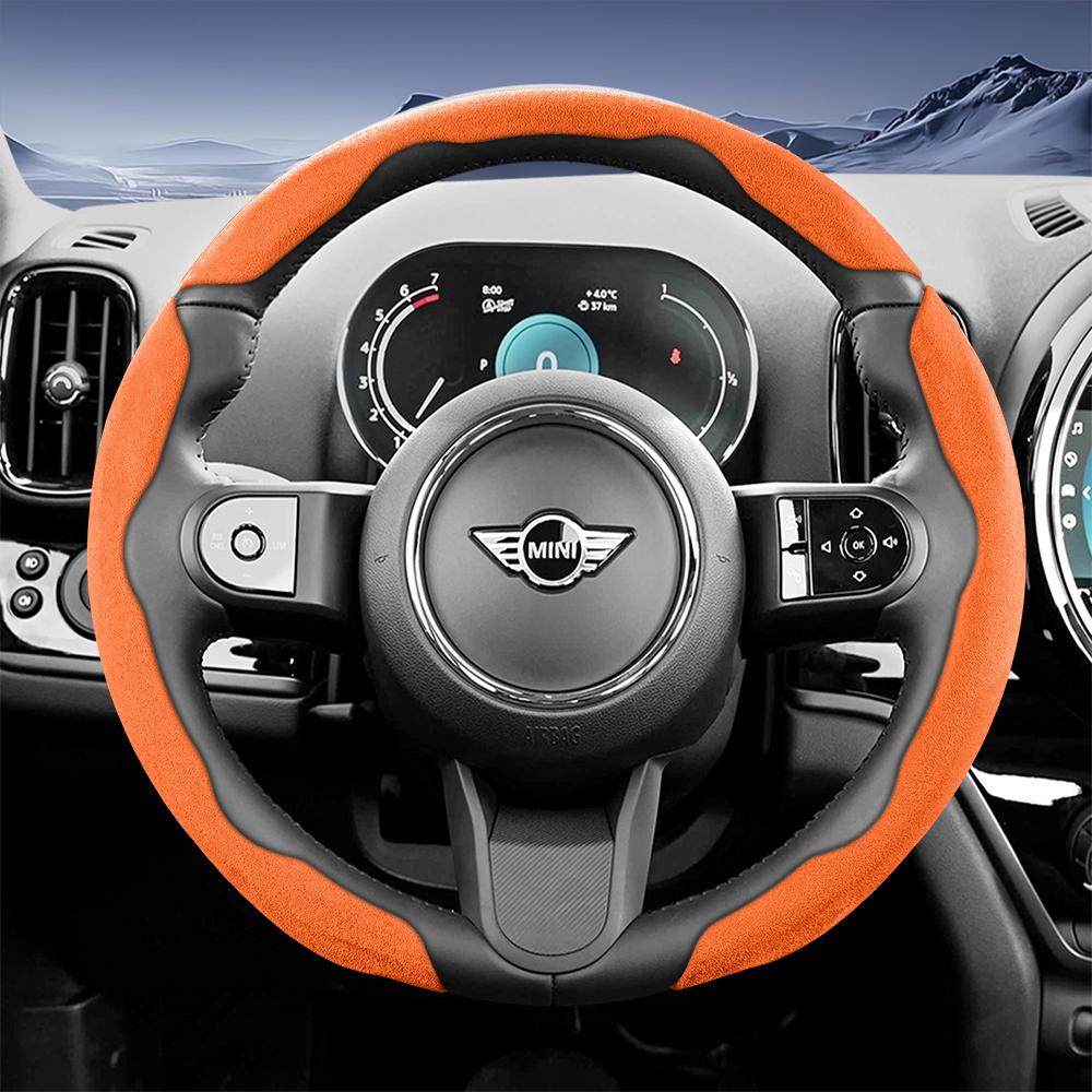 Suitable for Mini Sports Suede Steering Wheel Covers with Split Snap-On Design, Non-Slip and Durable, for Models Such as Cooper 3-Door, Countrakvnt44