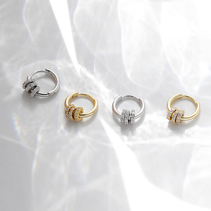 Ear Buckle Women'S Gold Earrings, Trendy Stud Earrings, Simple And Cold Air-Plated 925 Silver Small Circle Earrings, A Pair