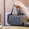 New lychee pattern creative mouth gold bag Japanese leather hand carry change bag mini double clip coin storage bag