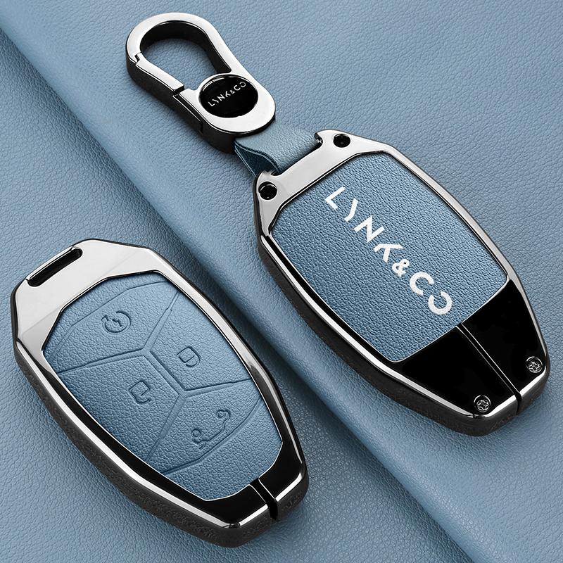 Zinc Alloy Leather Car Key Key Case Lynk & Co Lynk & Co Lynk Co 05 01 02 03 06 09 4 Button Key Fob Car Key Case Case