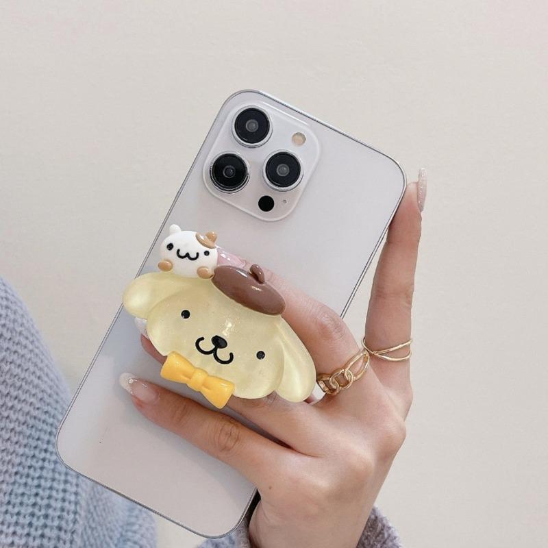 Glow-in-the-dark Sanrio Mobile Phone Air Cushion Stand Kurome Melody Back Sticker Telescopic Stand Desktop TV Drama Artifact