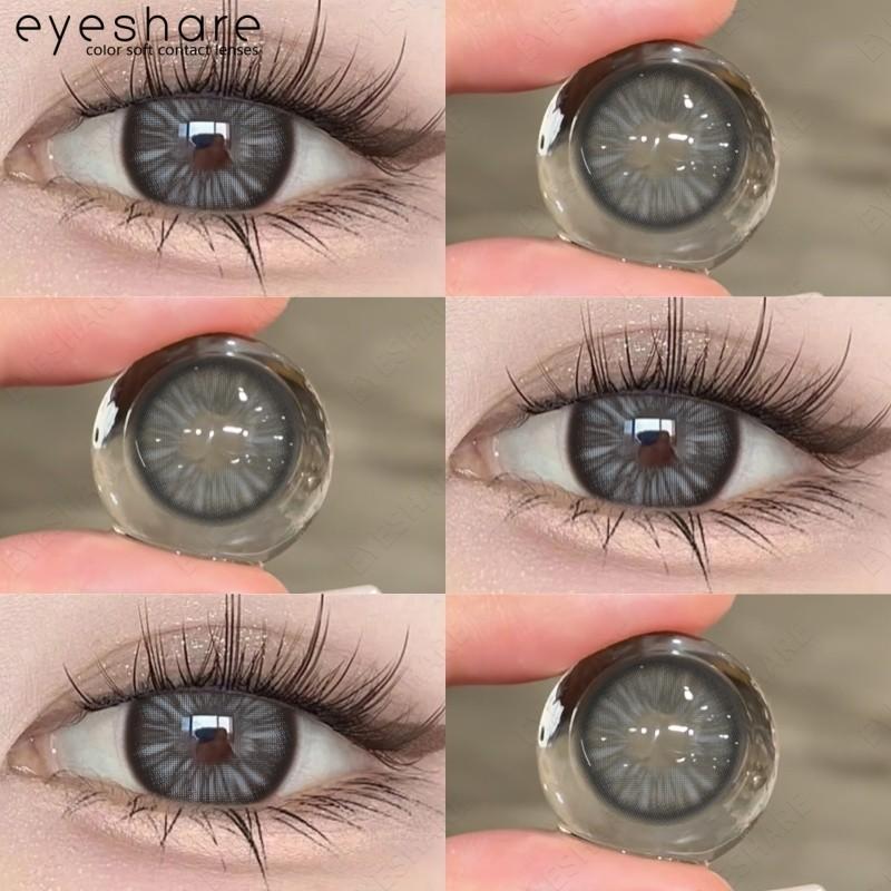 EYESHARE 2pcs Brown Series Contact Lenses Gray Pupils Natural Color Lens with Case Beauty Women