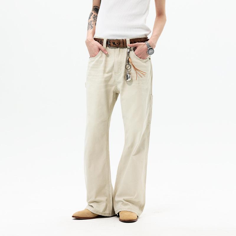 American high street retro tooling washed logging pants men's classic loose straight cleanfit casual jeans