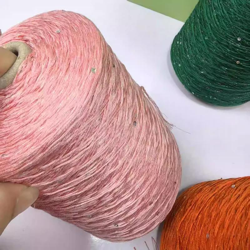 Glitter Mulberry Silk Cotton Thread 500g/Roll Glitter Bead Silk Lace Thread Soft Silky Spring/summer DIY Hand-woven Thread