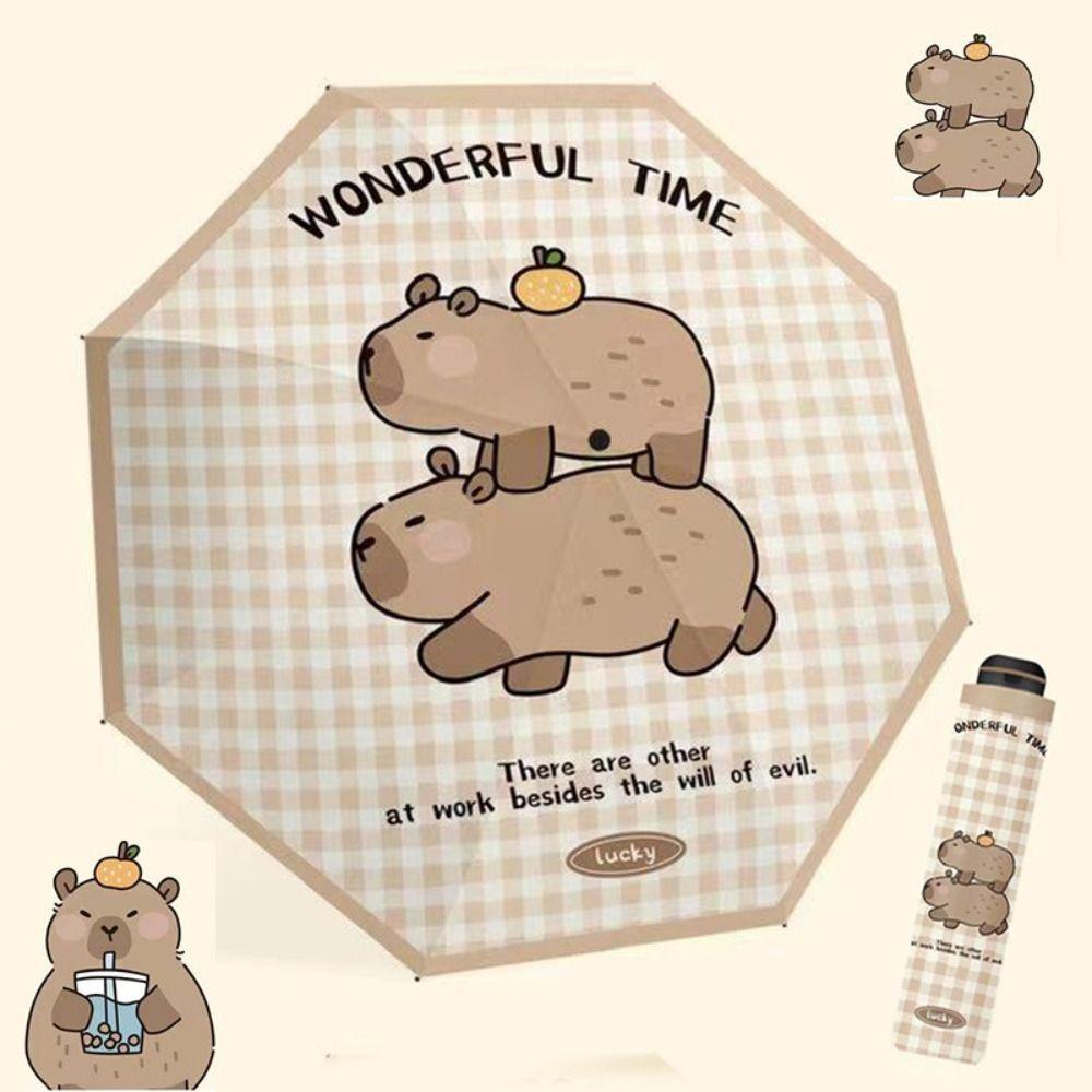 Anti-UV Capybara Sun Protection Umbrella Lightweight Cartoon Folding Sun Umbrella  Girls